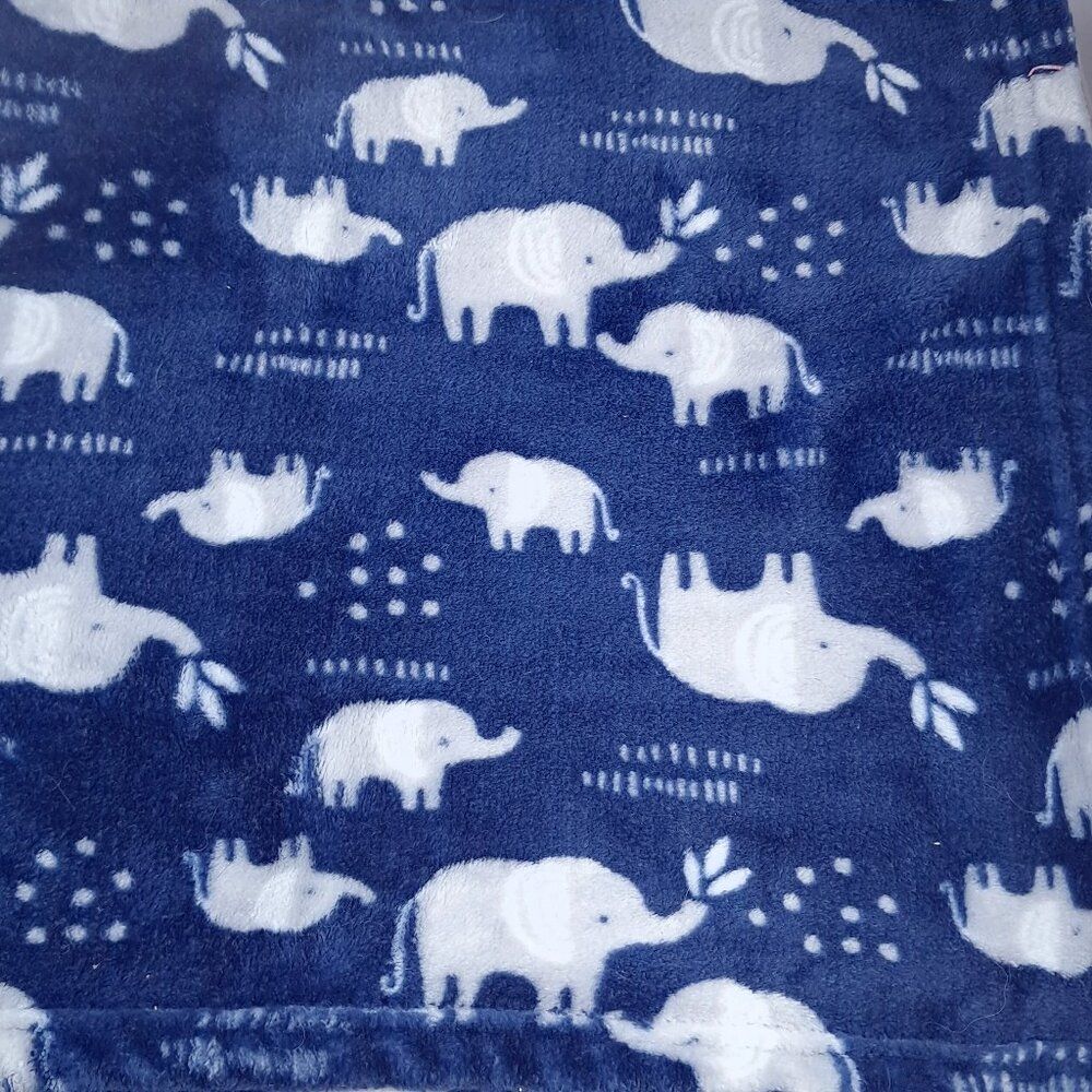 Dreamgro‎ Baby Blanket Elephants Dream gro grow navy Blue Grey gray soft Lovey